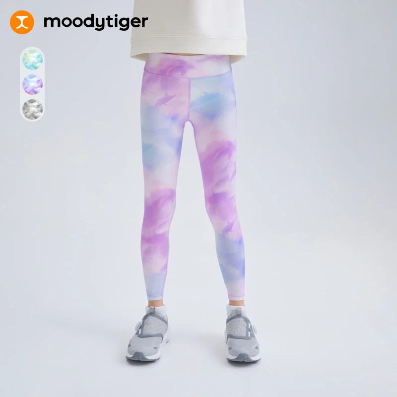moodytiger小云朵新款女童印花运动紧身瑜伽裤51211426
