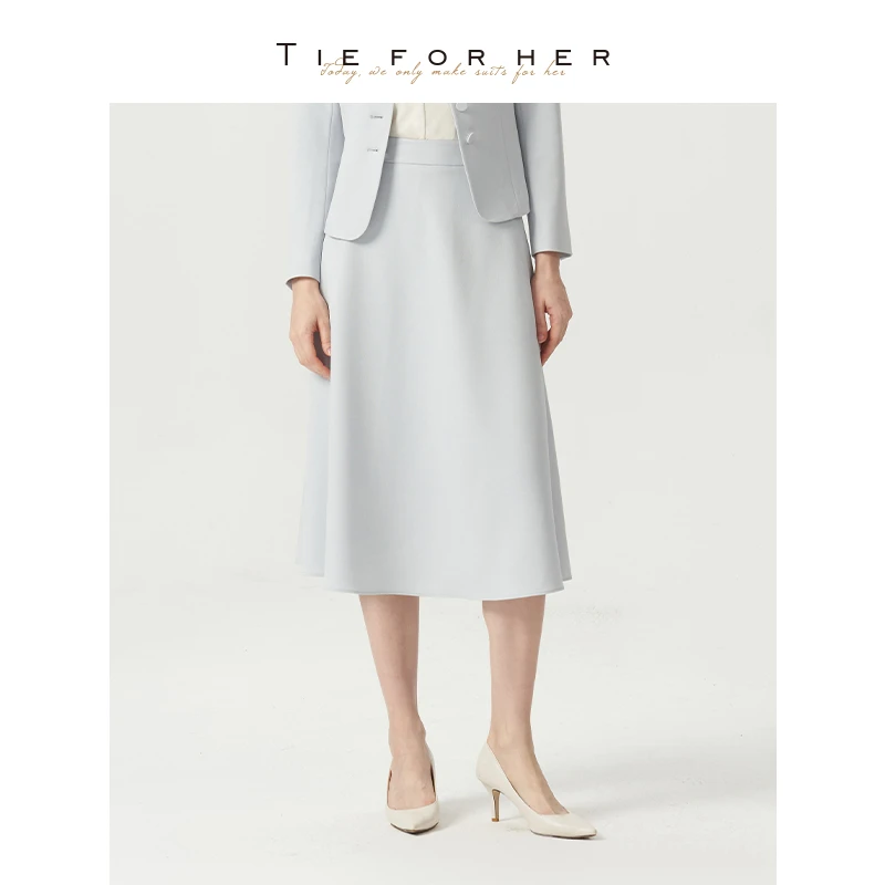 TieForHer 经典A字版型简约优雅显瘦复古千金风过膝半裙长裙女