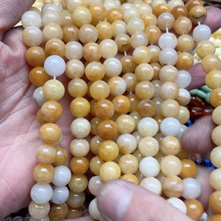 玛瑙/玉髓珠宝半成品未镶嵌一条10mm金丝玉