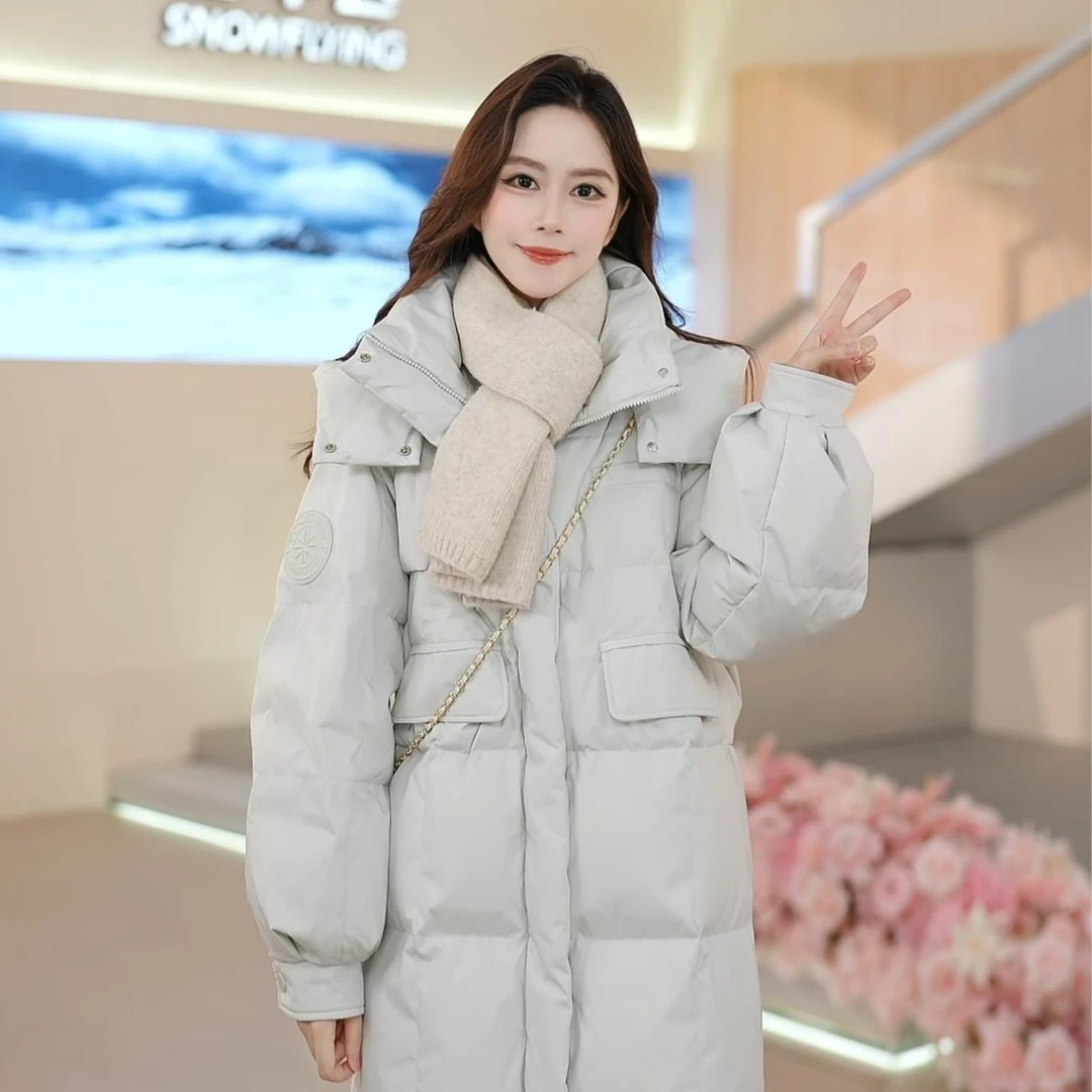 过膝棉衣女中长款连帽加厚冬季2025新款韩版棉袄宽松棉服外套