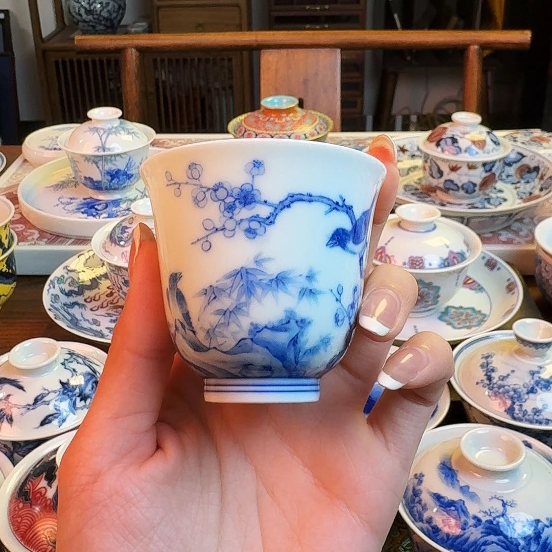 杯见山烧景德镇名窑口纯手绘