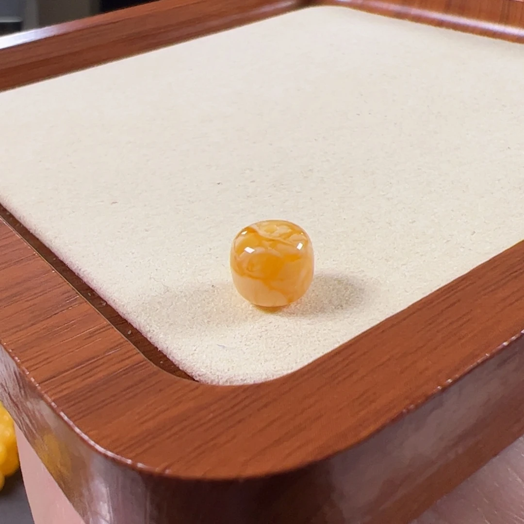 裸石蜜蜡未镶嵌9mm焦皮金橘虎皮老型单珠tt