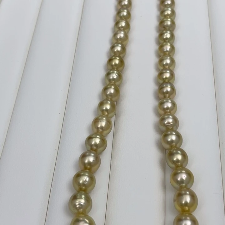 海水珍珠颈饰银S925镶嵌金珠项链9-11mm