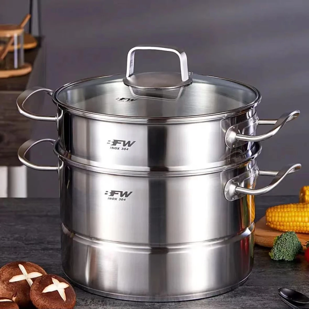 BFW 食品级304不锈钢加厚大容量三层节能蒸锅32CM