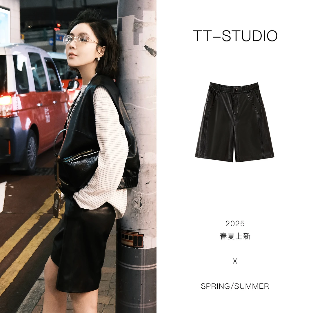 TT【小皮酷】进口羊皮革春季百搭短裤TT-11F25210