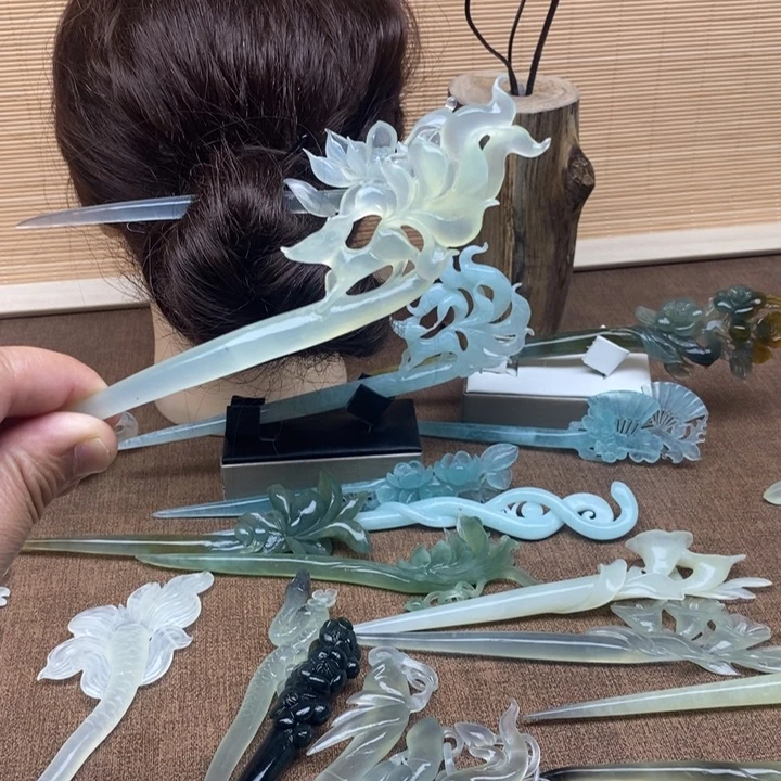 蛇纹石玉未镶嵌发簪