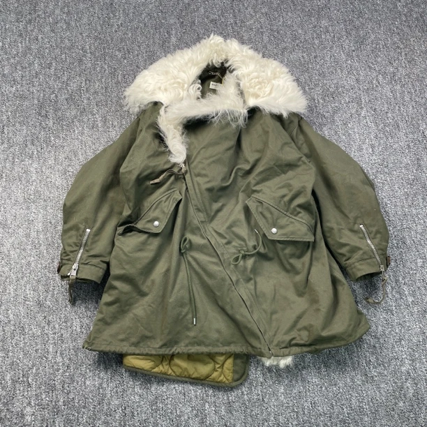 99新 Balenciaga/巴黎世家 5588/Balenciaga 军绿色双层长款夹克