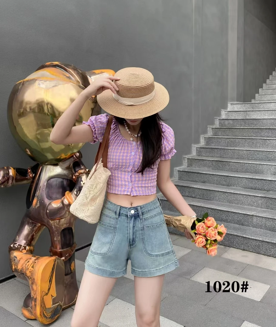 韩版水洗休闲牛仔裤短裤潮流清凉感简约通勤高腰夏季