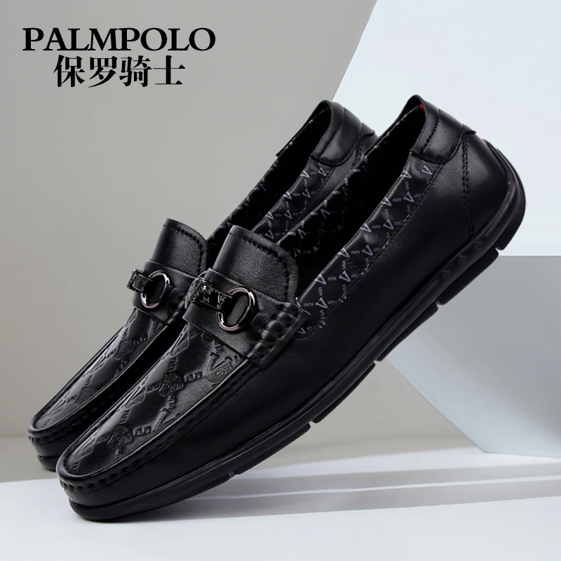 保罗骑士男鞋豆豆鞋真皮透气懒人鞋男休闲皮鞋潮流男士骑士驾车鞋