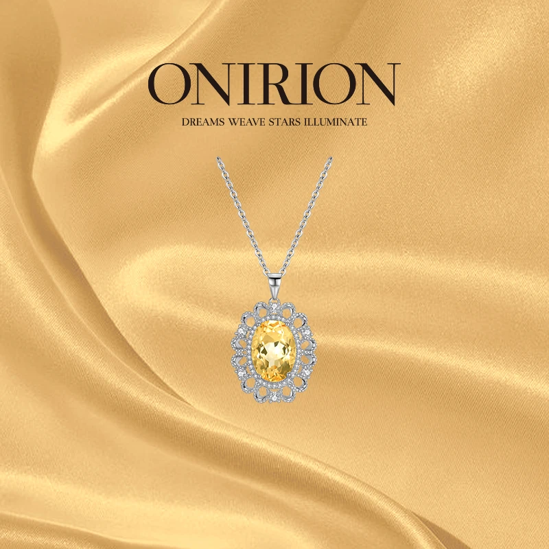 ONIRION欧尼瑞｜太阳花天然黄水晶吊坠项链S925银镶嵌珠宝首饰品