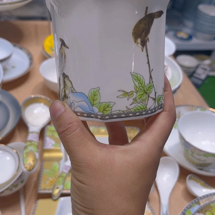 瓷片琴瑟和鸣花篮一个微瑕