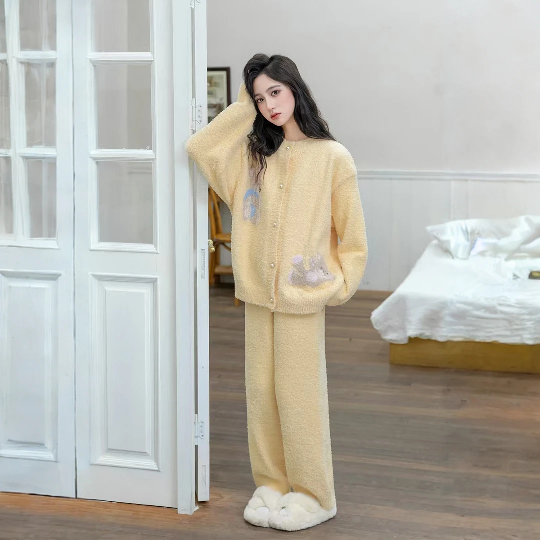 秋季女大童家居服套装卡通开衫长袖+长裤睡衣套装亲子装-SW127