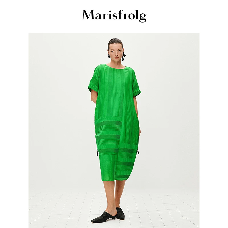 【欧若风】Marisfrolg玛丝菲尔时尚休闲宽松绿色女连衣裙AAFZ21066