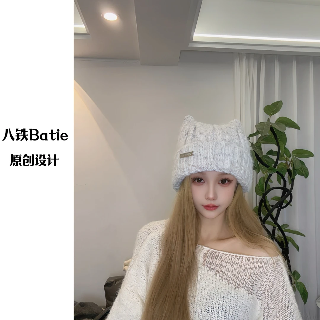 【sexy猫猫】毛线帽女款秋冬加厚防寒保暖针织包头帽