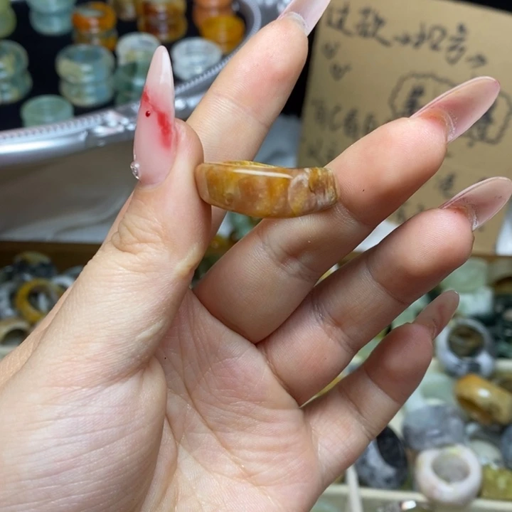 蛇纹石玉合金戒指74-17.1