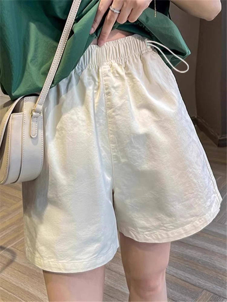 孕妇裤子白色短裤女夏季薄款外穿宽松休闲裤五分松紧腰A字阔腿裤