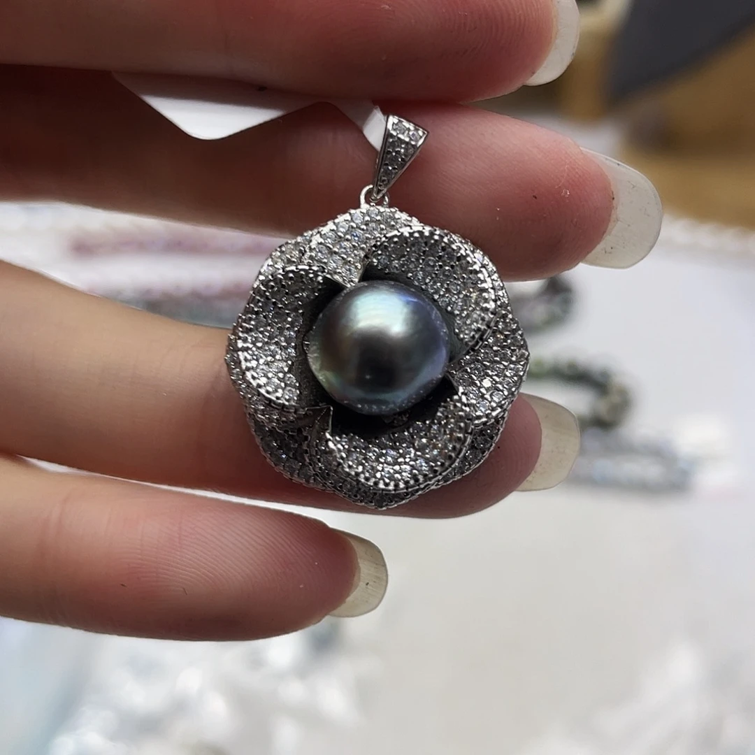 海水珍珠银S925镶嵌颈饰