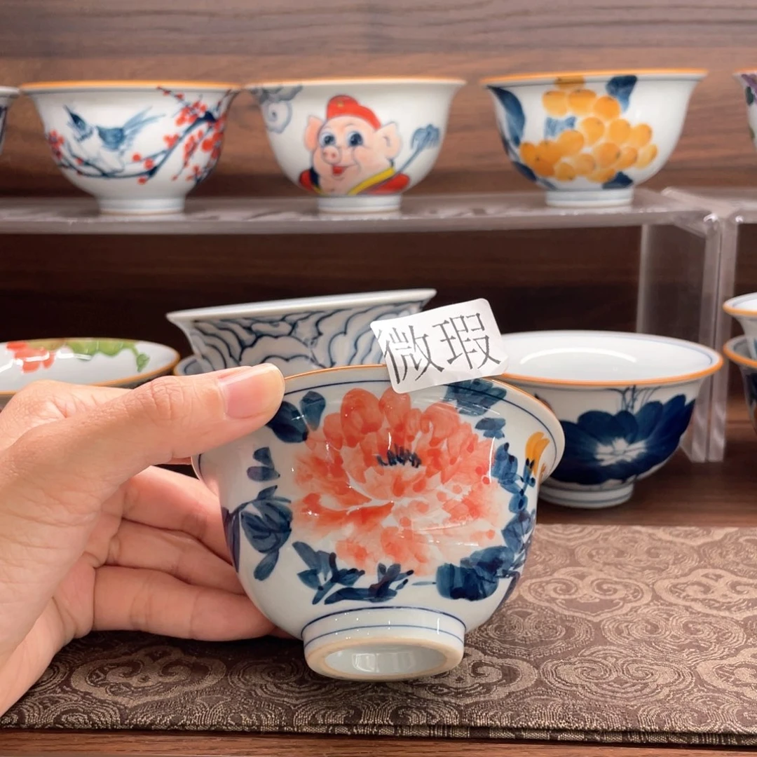 釉下手绘茶具微瑕