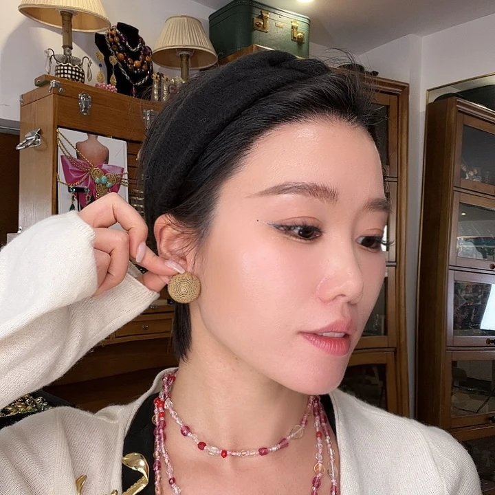 合成碳硅石铜合金中古素金耳夹