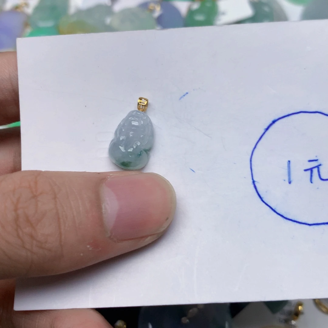 翡翠18K金镶嵌颈饰天然缅甸A货翡翠