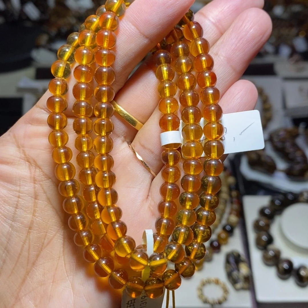 裸石琥珀未镶嵌放漏 金珀6mm