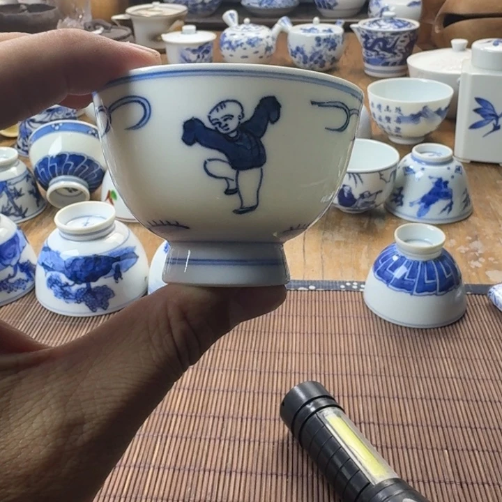 瓷片青花瓷器杯子茶具