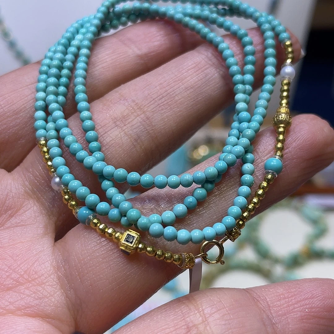 绿松石18K金镶嵌万能链