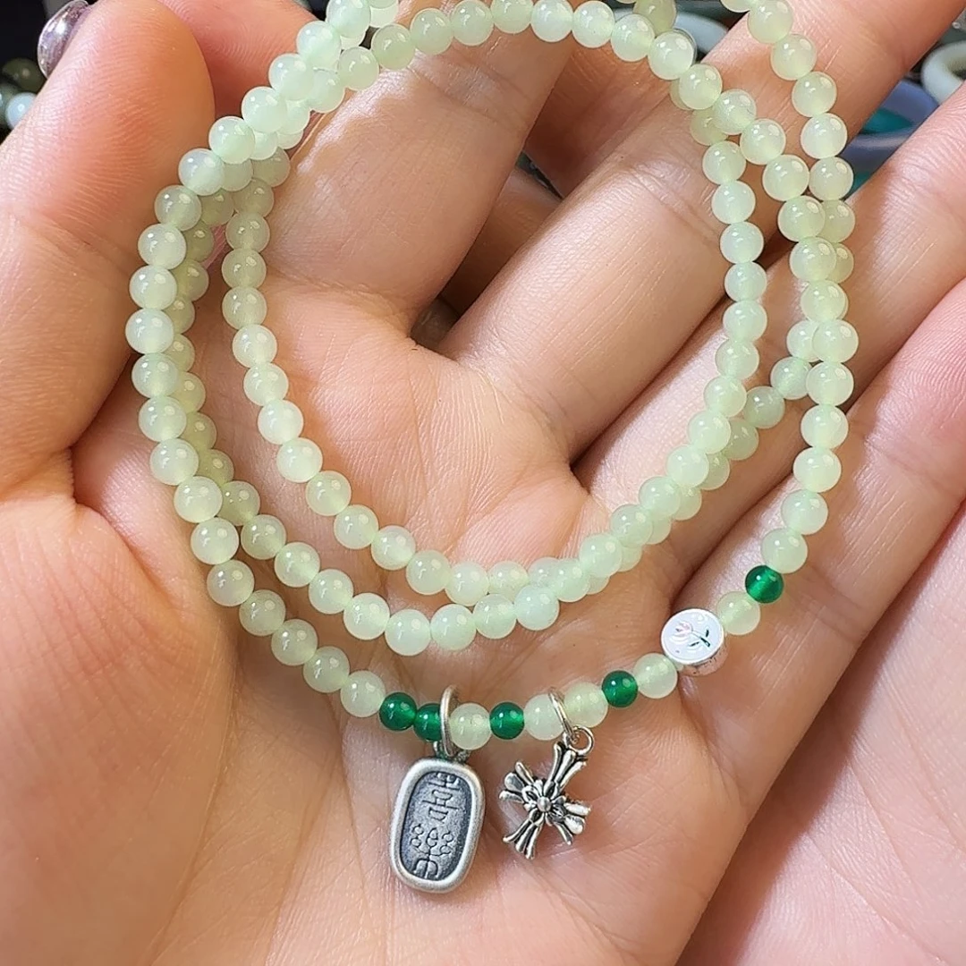 和田玉银S925镶嵌手链