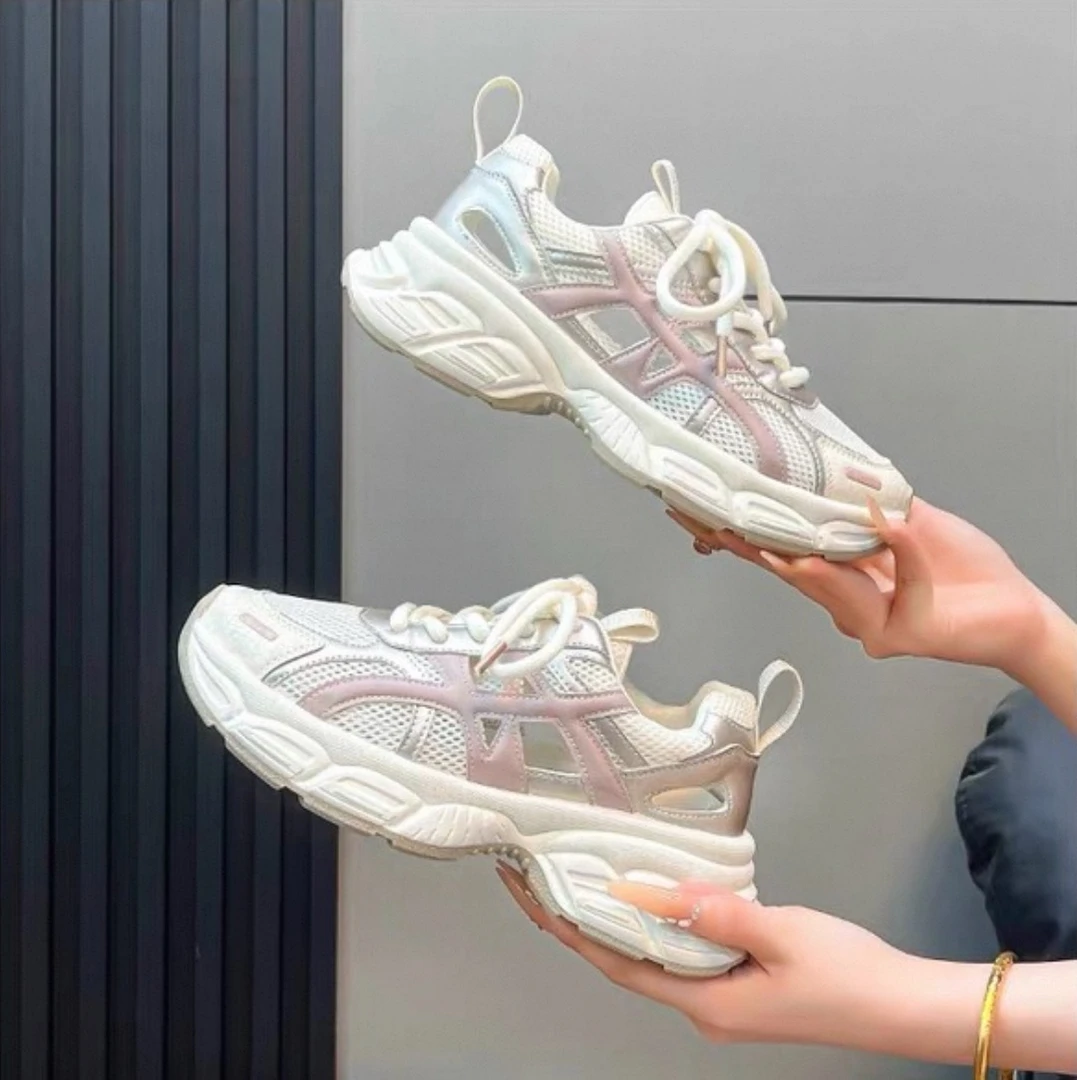 M107 紫色 系带2025夏季新款厚底老爹透气镂空运动休闲百搭运动鞋