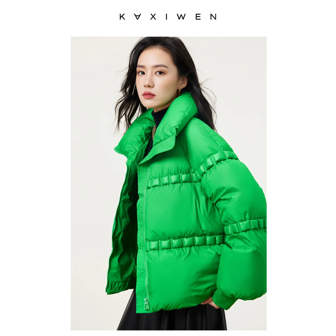 【直播专享】韩版潮流短款保暖翻领装饰羽绒服X10AYE8694