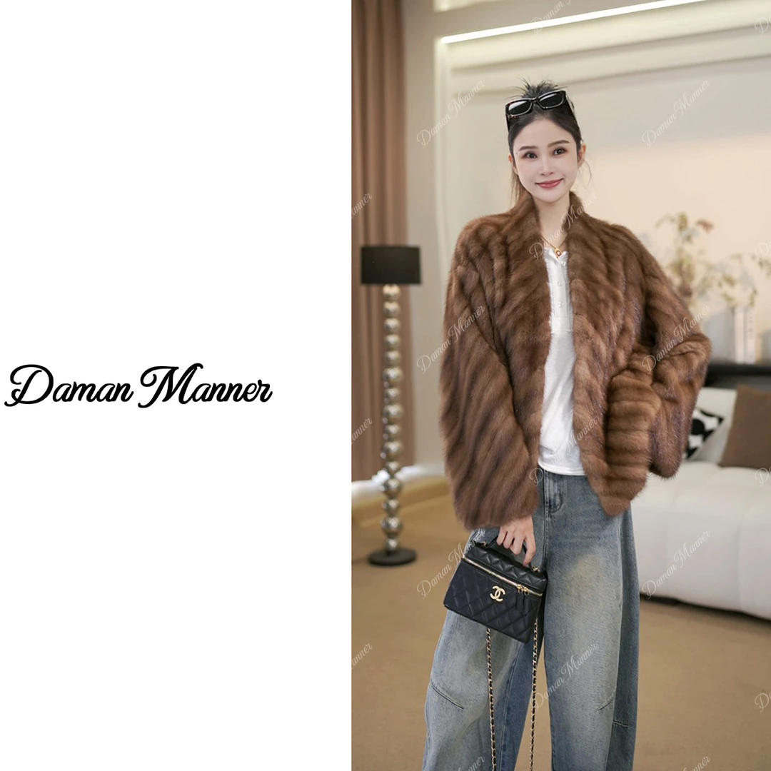 DAMAN | 稀有原生貂 北美进口水貂皮草冬季外套女皮草FY5W068F