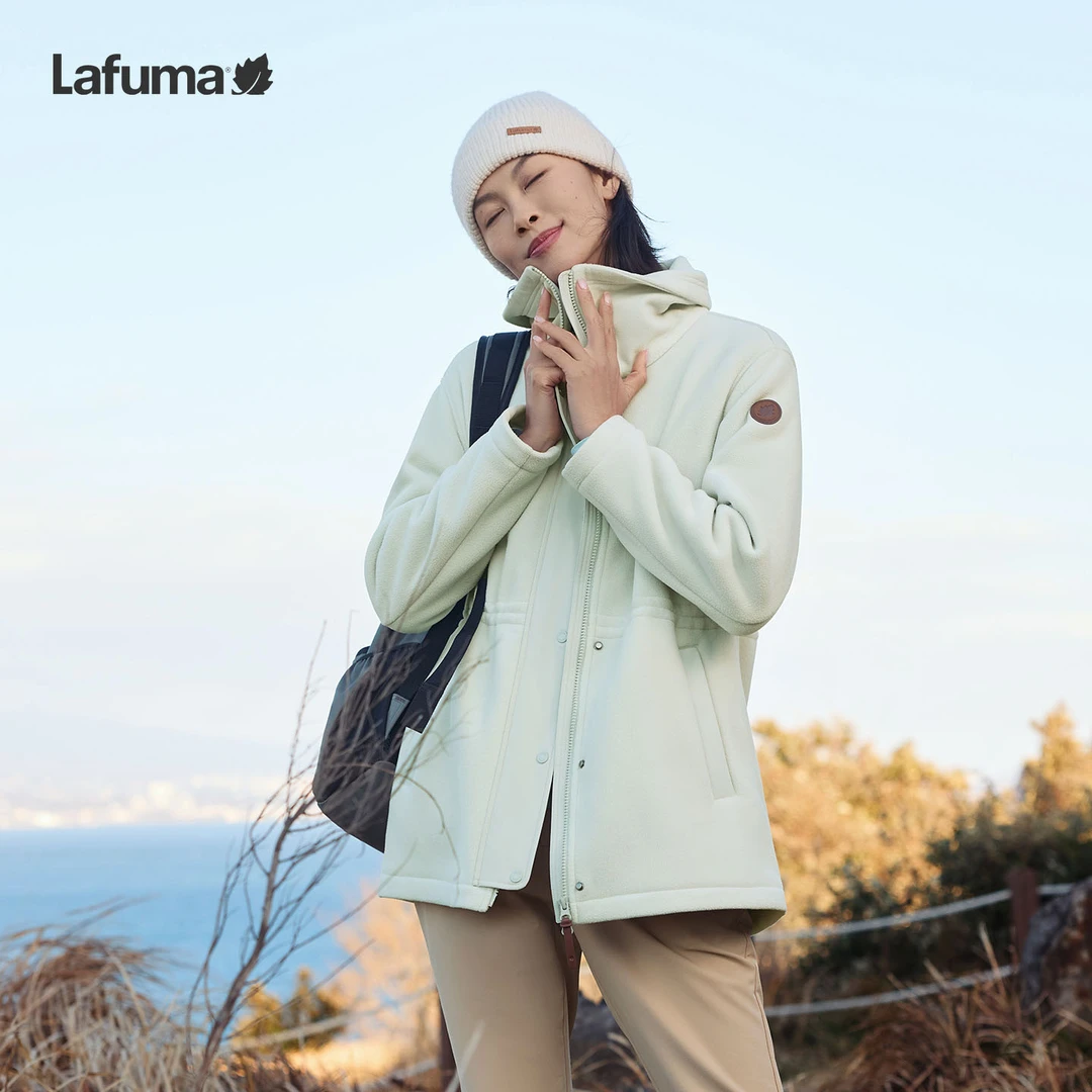 LAFUMA乐飞叶户外秋冬25中长款立领抓绒衣女士宽松外套LFJA5CR62