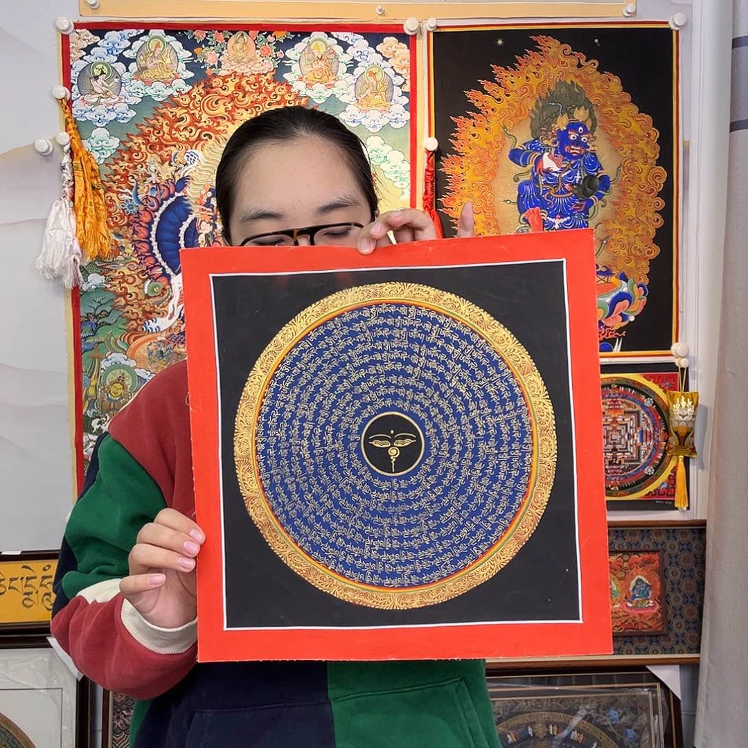 卷轴画纯手绘唐卡30厘米左右六字真言