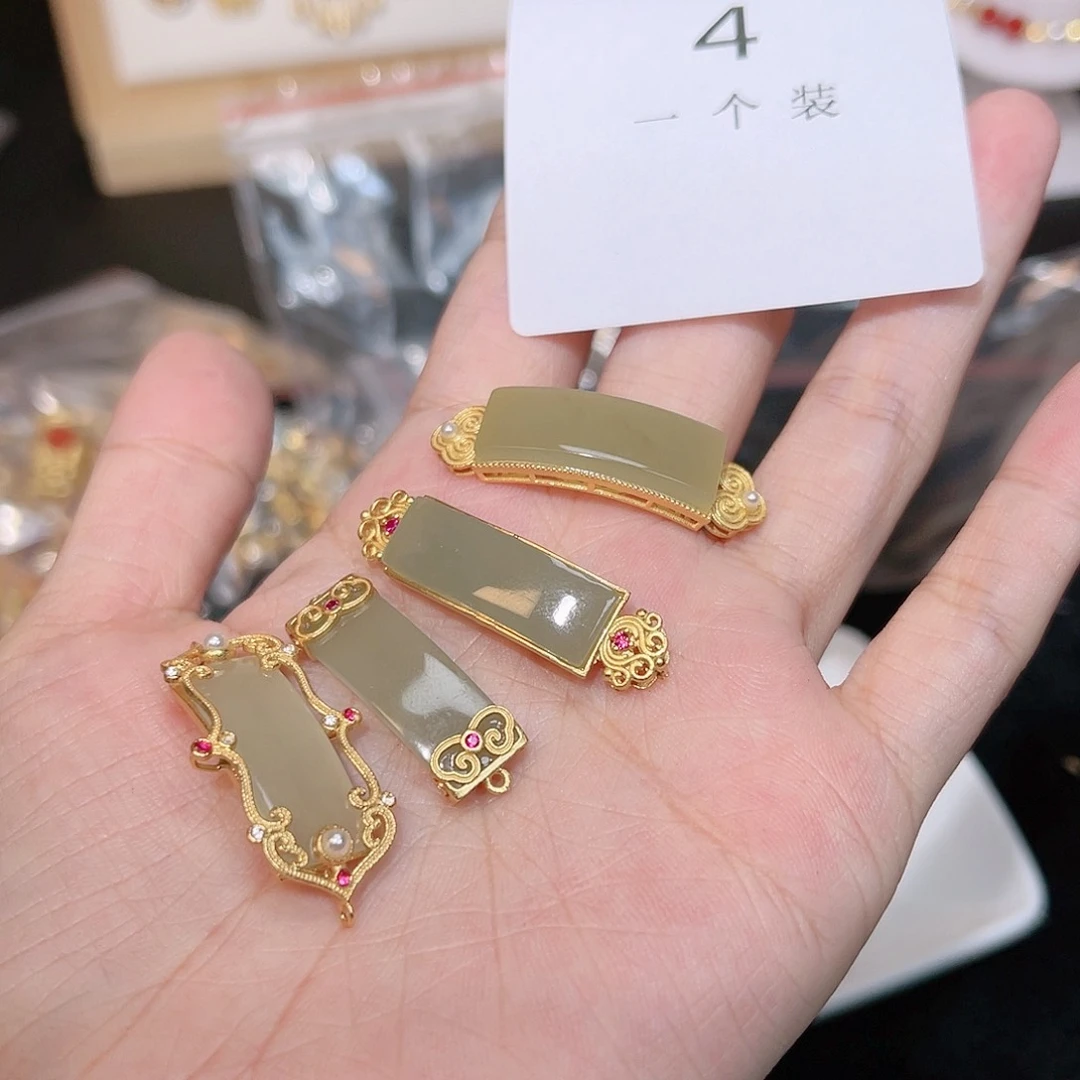 和田玉颈饰银S925镀金镶嵌4