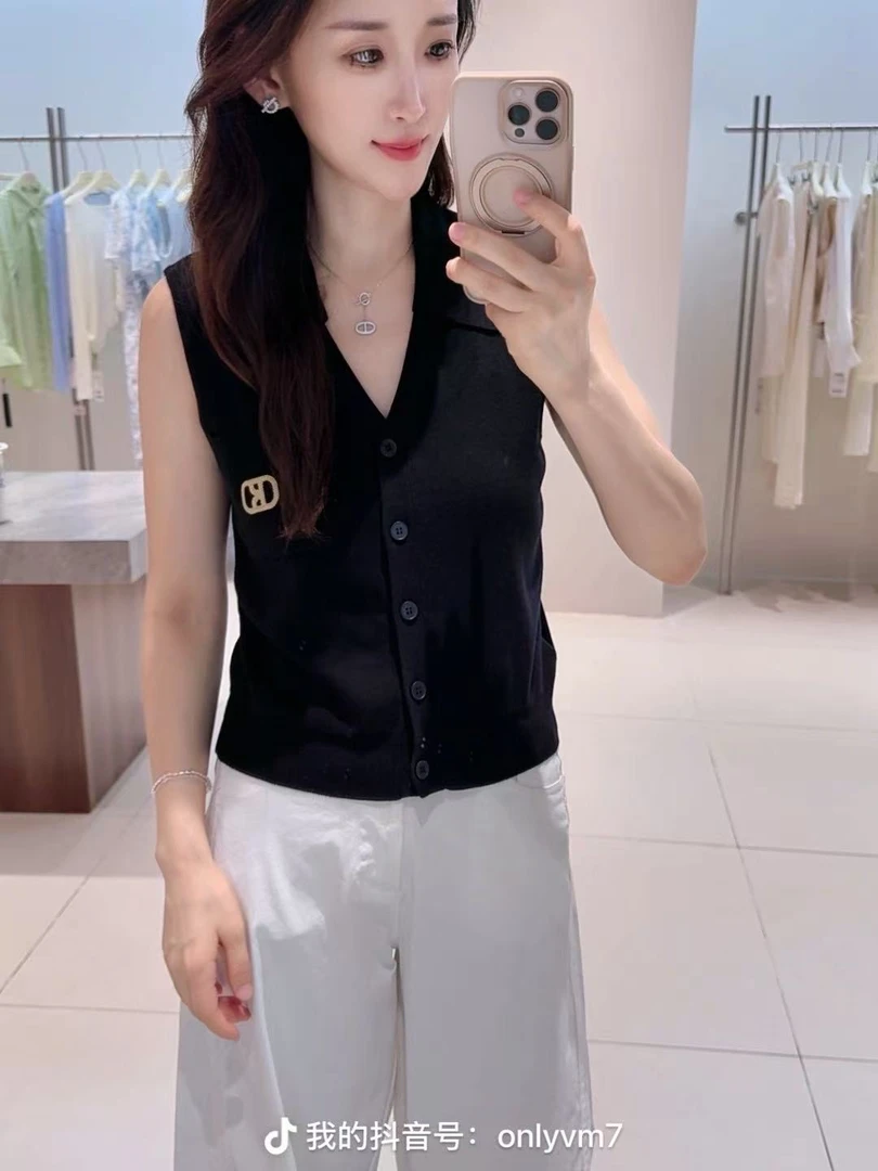 针织衫-135B803029艾家时尚翻领无袖学院风开衫