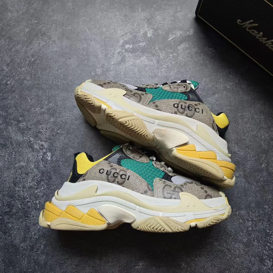 99新 Balenciaga/巴黎世家 37码 GUCCI联名 TRIPLE S黄绿 鞋