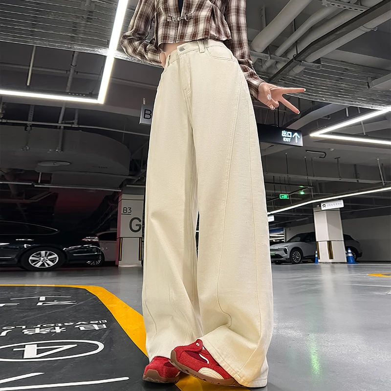 大码牛仔香蕉阔腿裤女2025春秋季窄版加长显瘦百搭宽松休闲直筒裤
