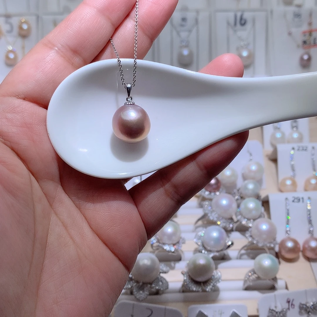 淡水珍珠吊坠(赠链)银S925镶嵌CC14.2mm