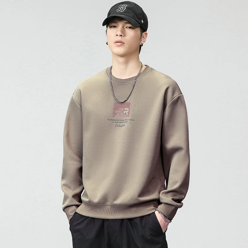 [秋季新款]-男女同款简约潮流宽松休闲印花卫衣（常规/加绒）