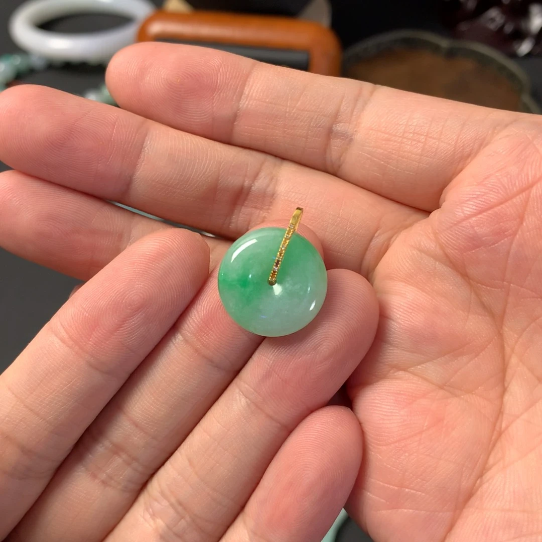 半***夏翡翠18K金镶嵌吊坠(不含链)