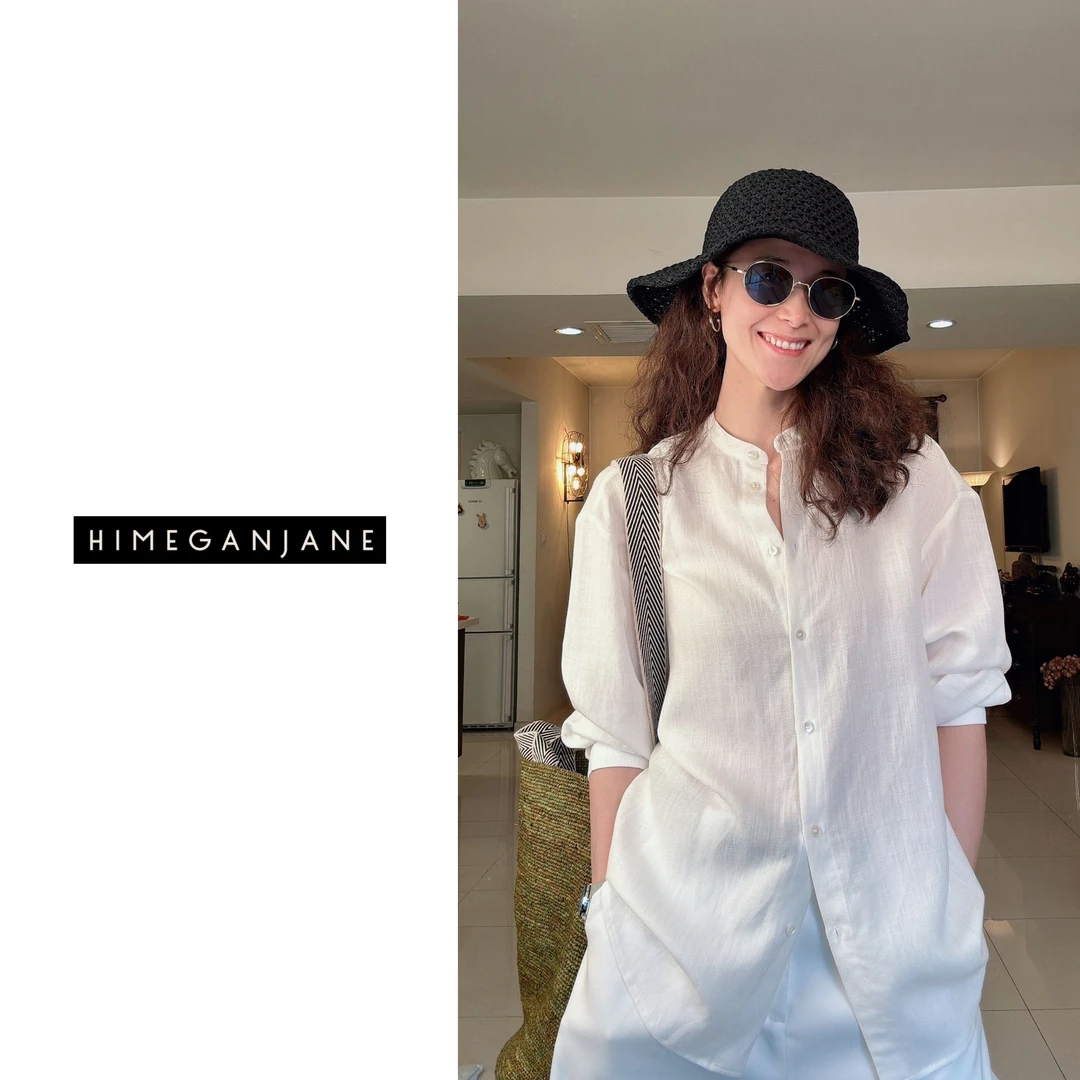 HIMEGANJANE 重工水溶蕾丝 后背镂空 天丝亚麻设计感衬衣565