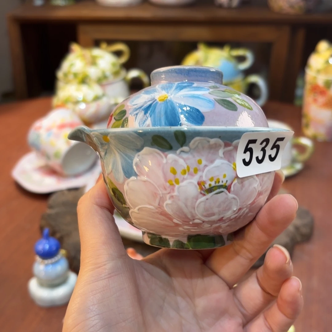 瓷片景德镇手绘高温釉下彩陶瓷茶具