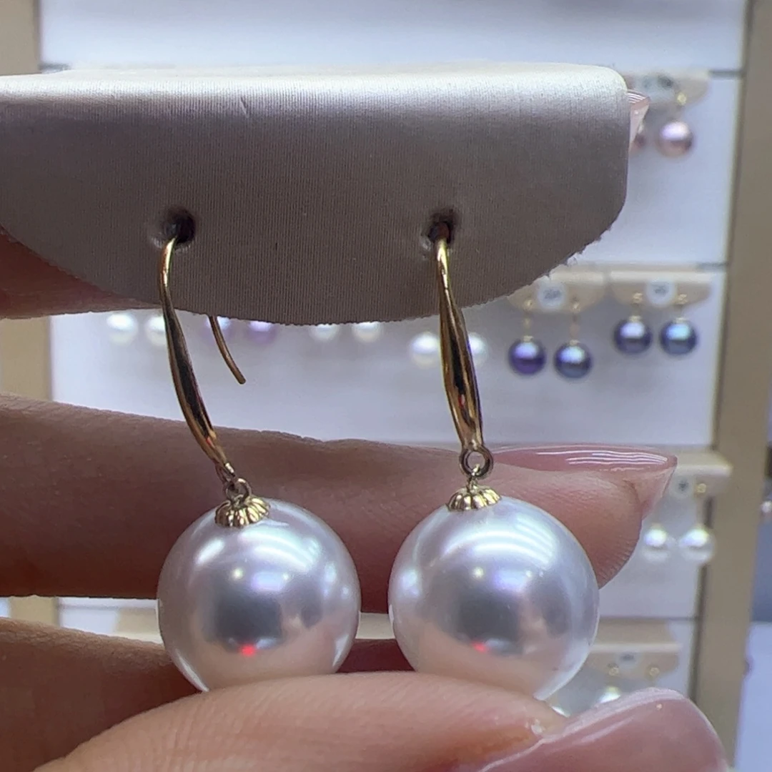 淡水珍珠耳饰18K金镶嵌