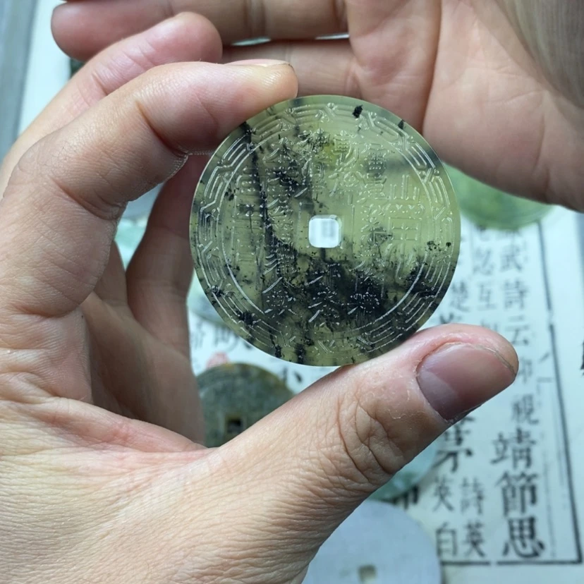 【闪购商品】岫玉颈饰未镶嵌咪*岫玉山鬼花钱