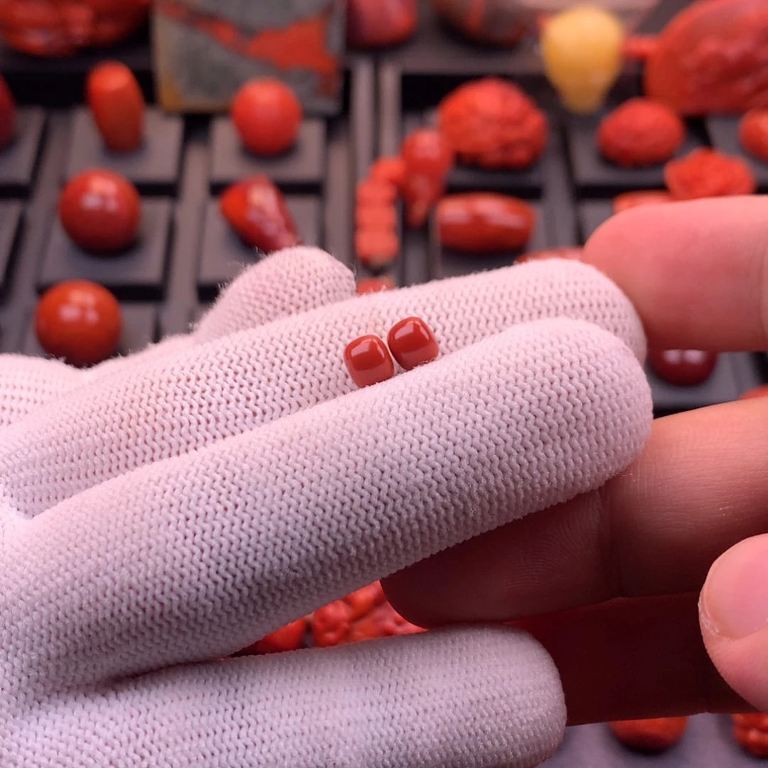 南红玛瑙未镶嵌川料原矿满色满肉老型对珠6mm