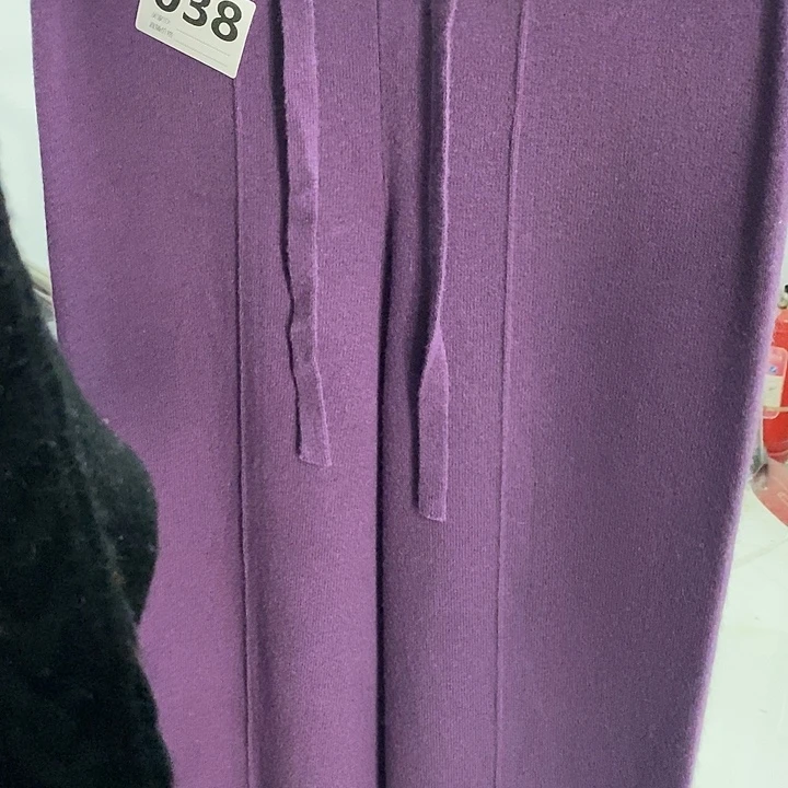 紫色038纯美丽诺羊毛裤长90