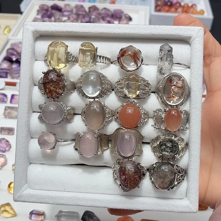 水晶珠宝半成品未镶嵌戒指一颗自选