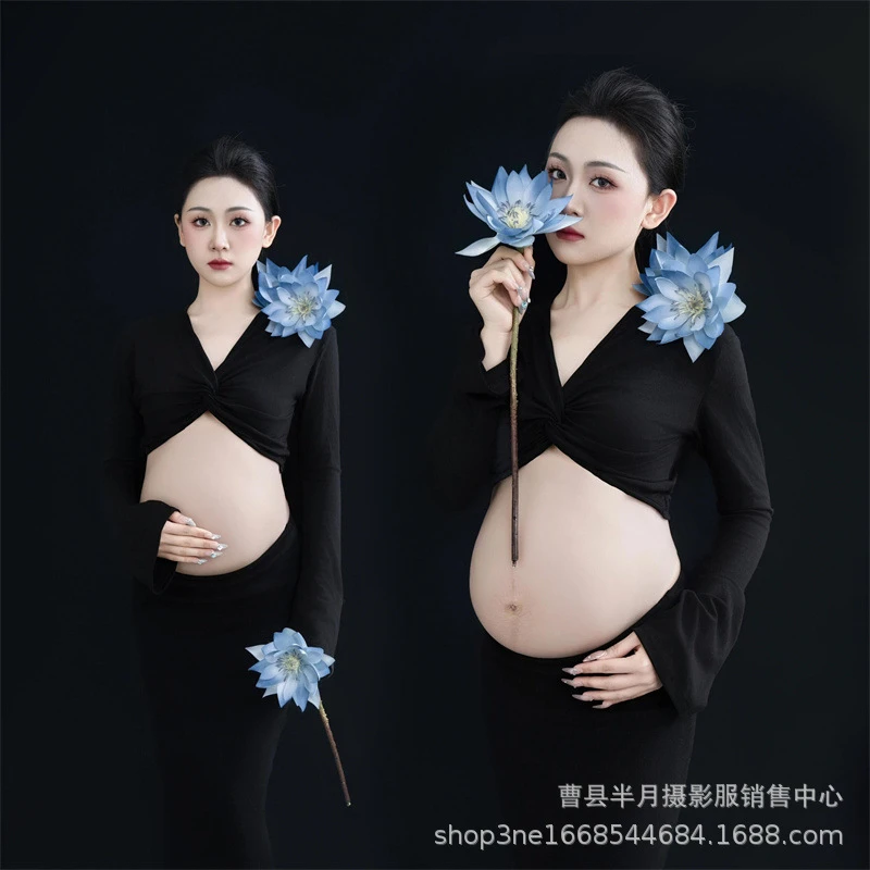 影楼新款时尚孕妇摄影服装小清新简约高级感纯欲孕妈咪大肚照服装