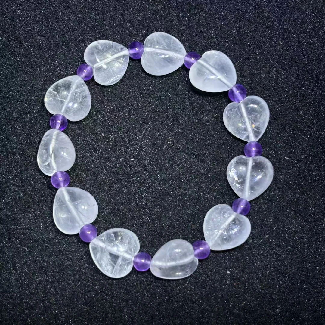 面面来财珠宝C3632直径卡14左右-多宝雪花白莲晶爱心手串