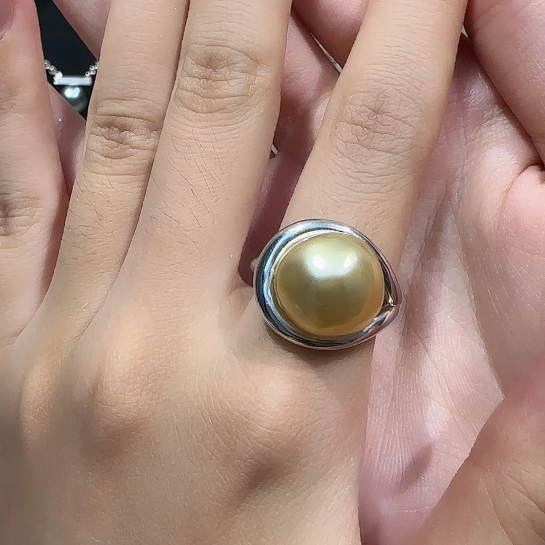 一***了海水珍珠戒指银S925镶嵌